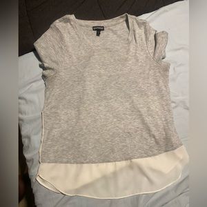 Express small grey/white blouse